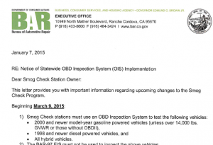 Bureau of Automotive Repair Letter