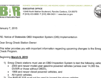 Failure to Use OBD Inspection System (DAD – Data Acquisition Devices)
