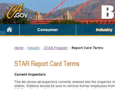 STAR Report Card (Bureau of Automotive Repair) – Some Terms